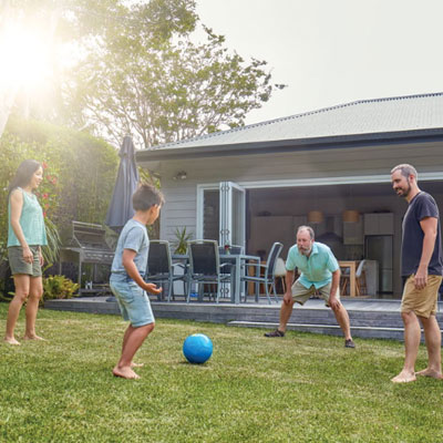 image of people playing ball in their remodeled home